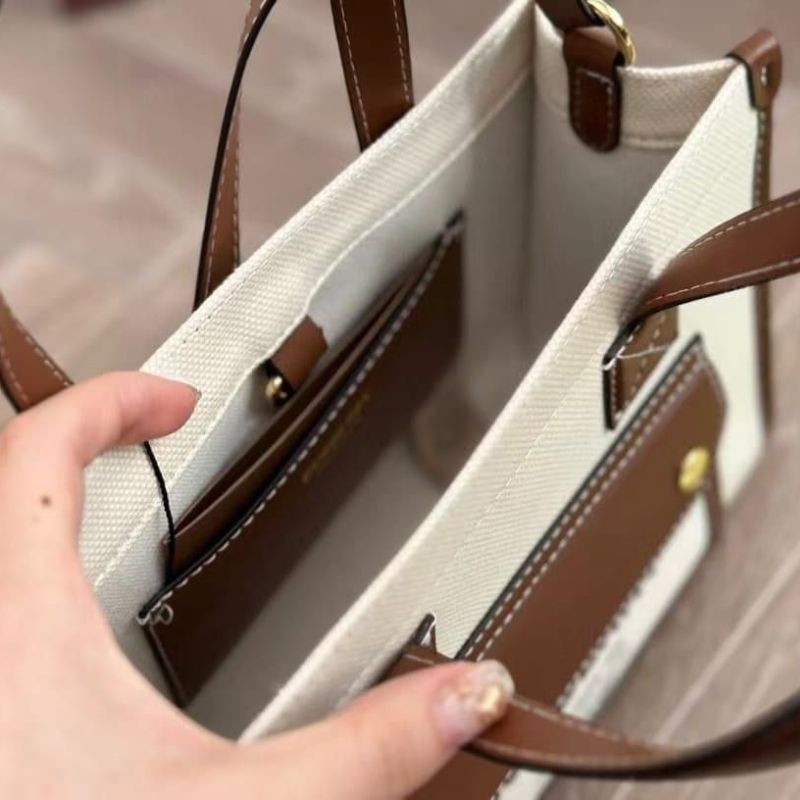 WHITE Brown Tote 2