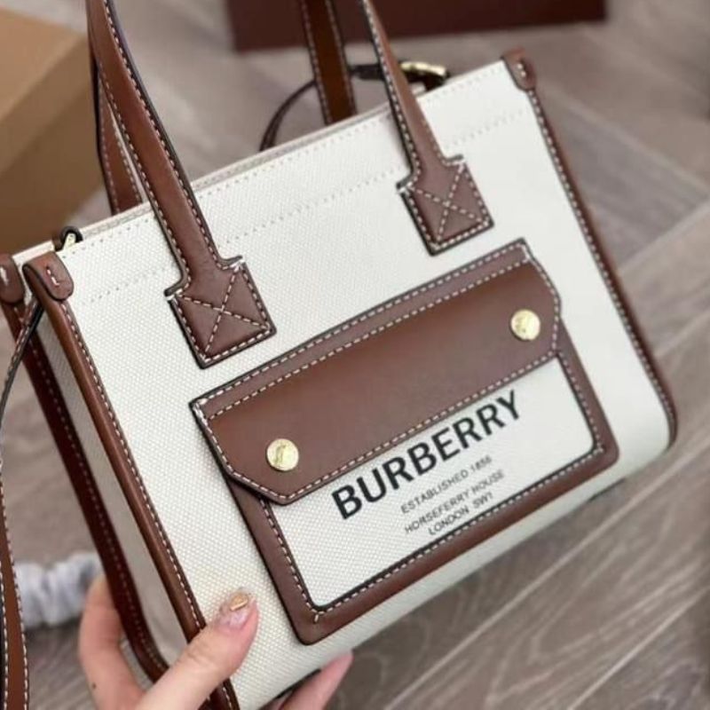 WHITE Brown Tote