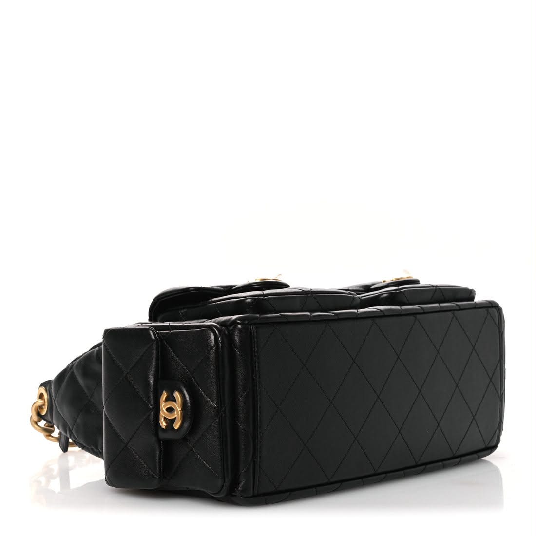 Chanel Black Quilted Shiny Lambskin Small Trendy Pockets 4