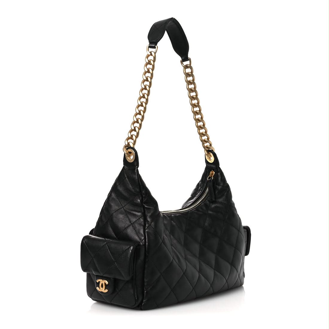 Chanel Black Quilted Shiny Lambskin Small Trendy Pockets 3