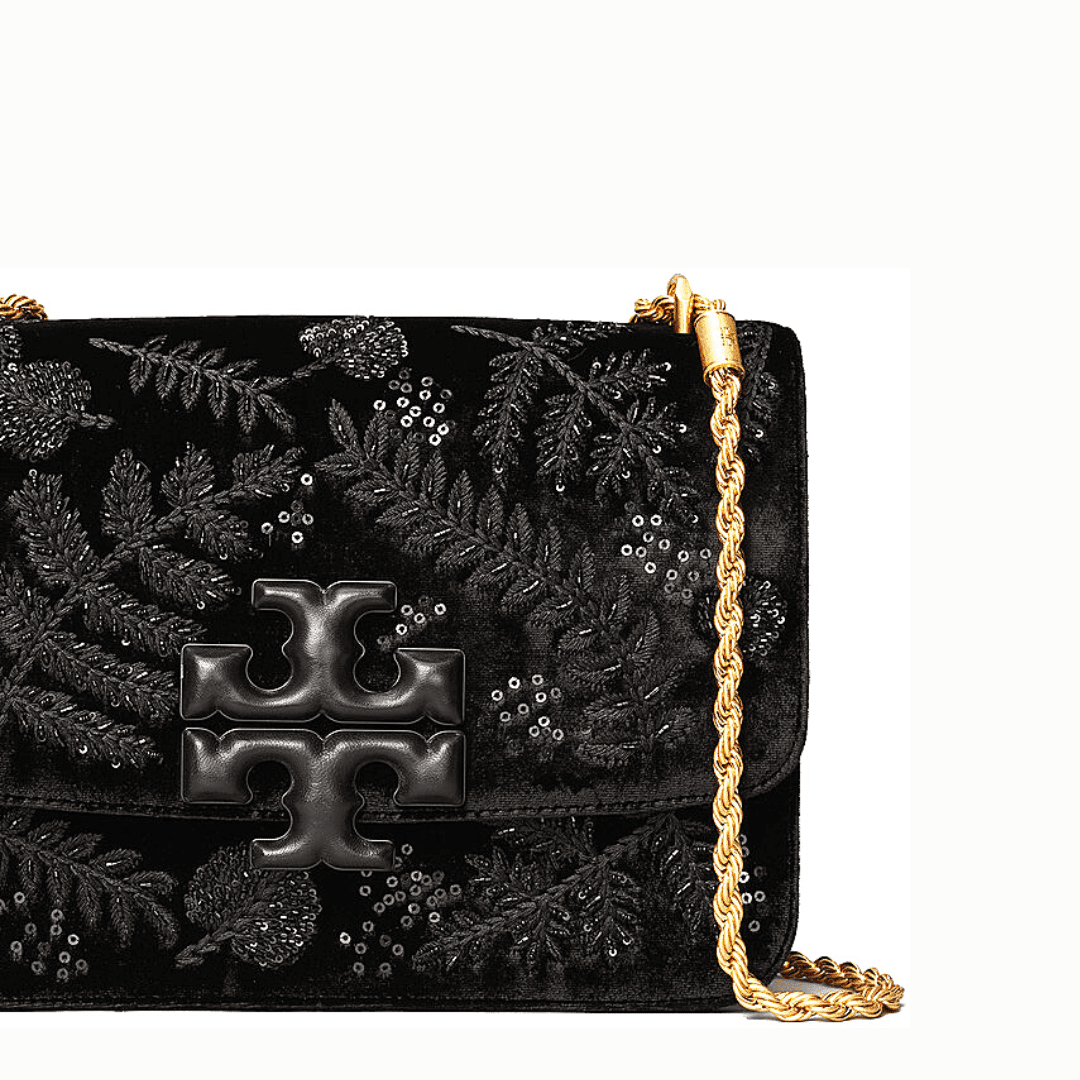 Tory Burch Eleanor small Embroidered velvet convertible shoulder bag 3
